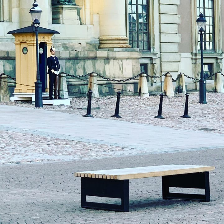 Block bänk, Mahogny, bred, rå aluminiumstativ Byarums bruk