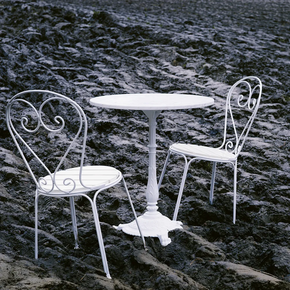 Classic cafébord, Marmor vit, svart stativ Byarums bruk