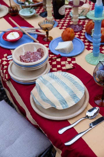 Armona stripe tallrik 23,5x23,5 cm - Ljusblå-vit - Byon