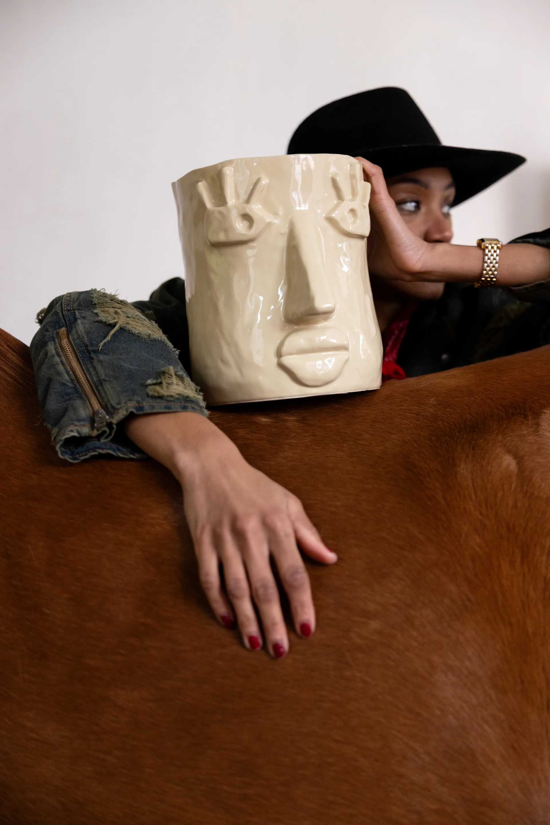 Facy kruka L 24x19x22 cm, Beige Byon