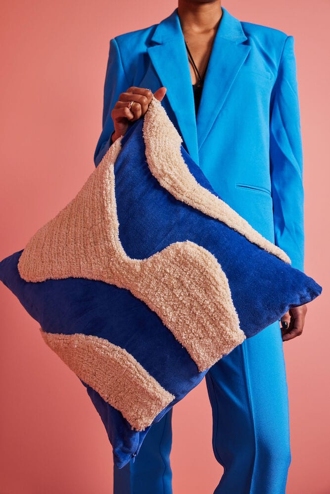 Fluffy kudde 50x50 cm, Blue-beige Byon