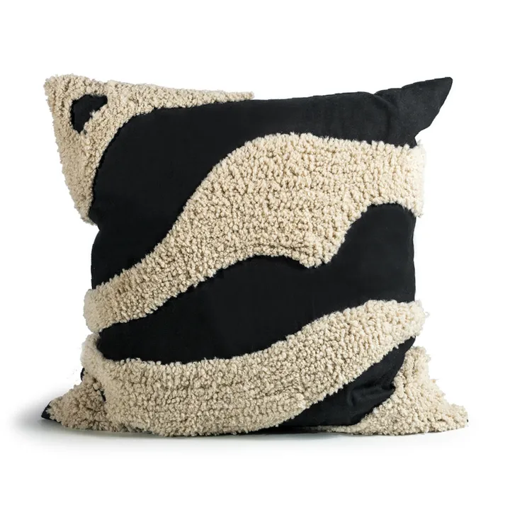 Fluffy kudde - Black-beige, 50x50 cm - Byon