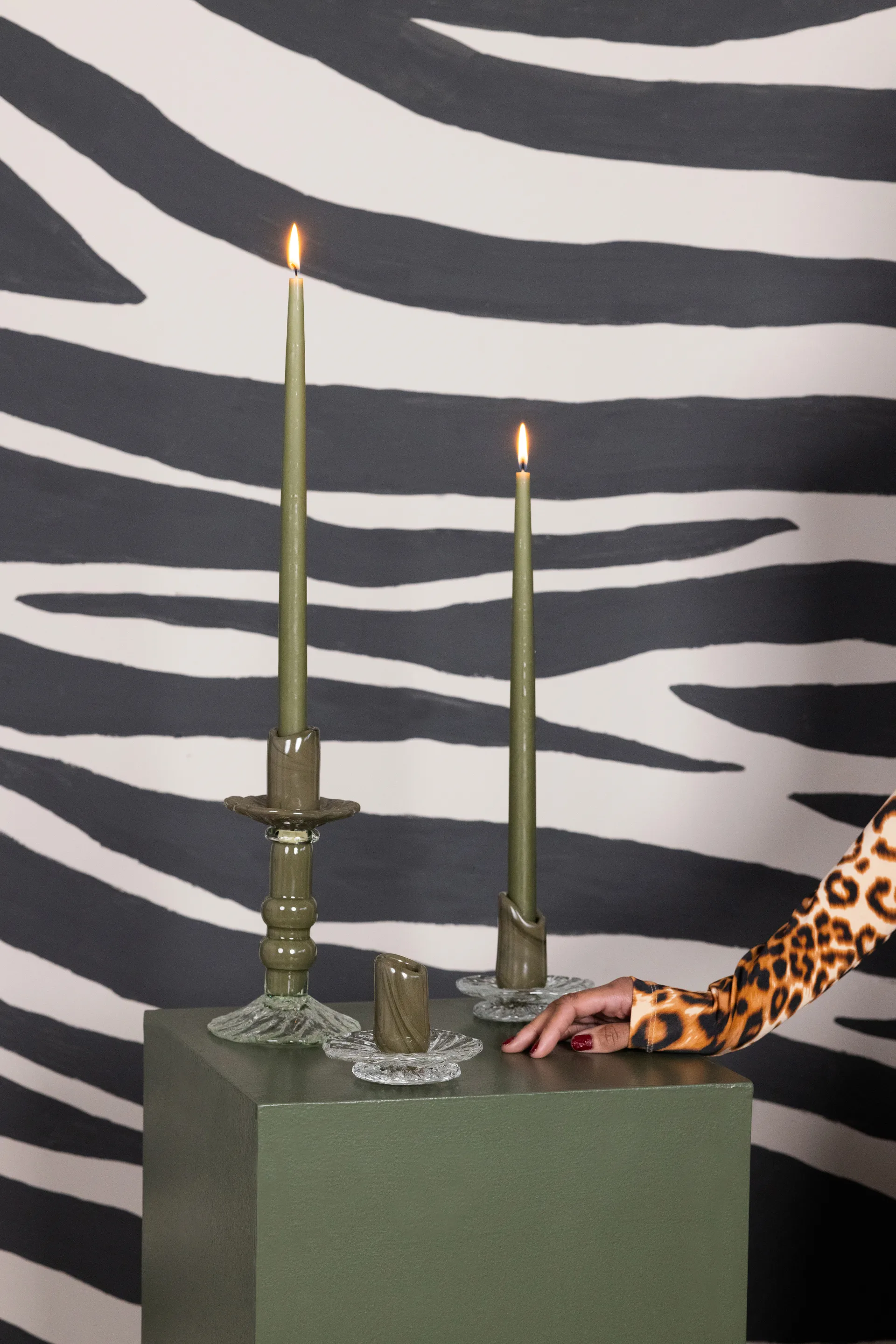 Lara ljusstake XS 9 cm, Grön-klar Byon