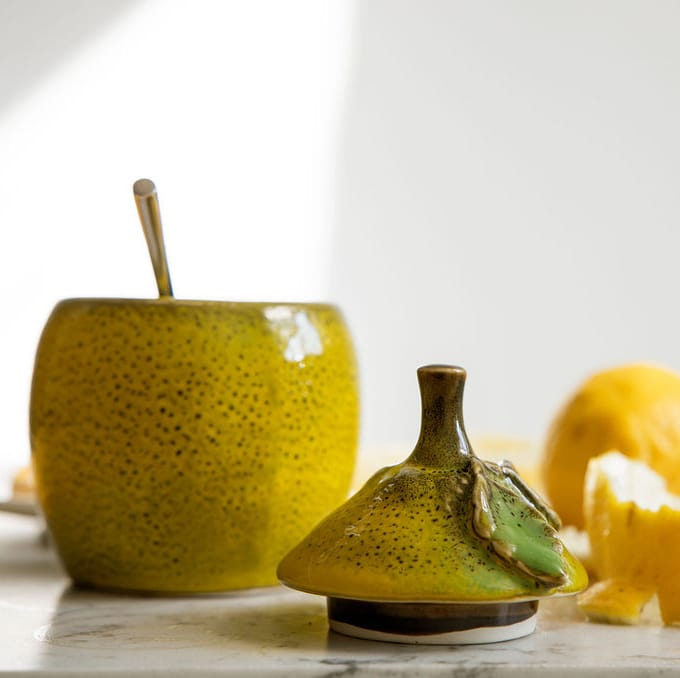 Lemon jam skål med lock 15,5 cm, Gul Byon