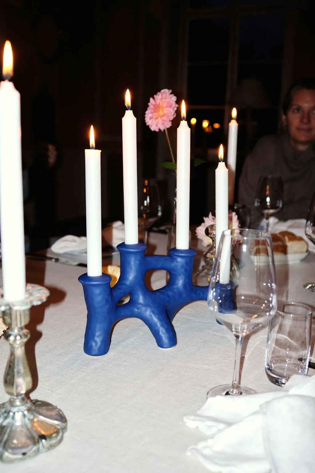 Luca ljusstake 12x30 cm, Blå Byon