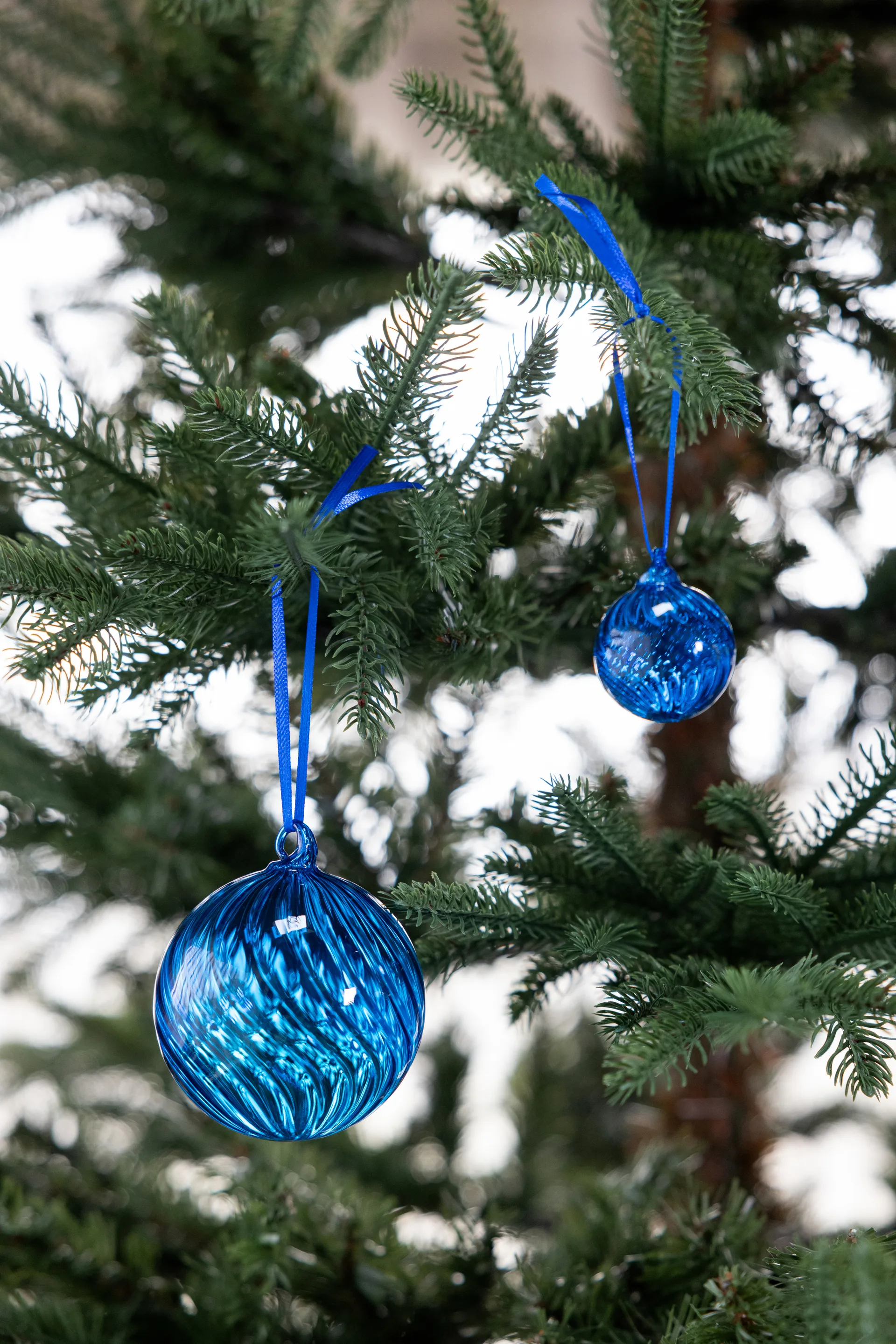 Opacity julgranskula M Ø8 cm 2-pack, Blå Byon