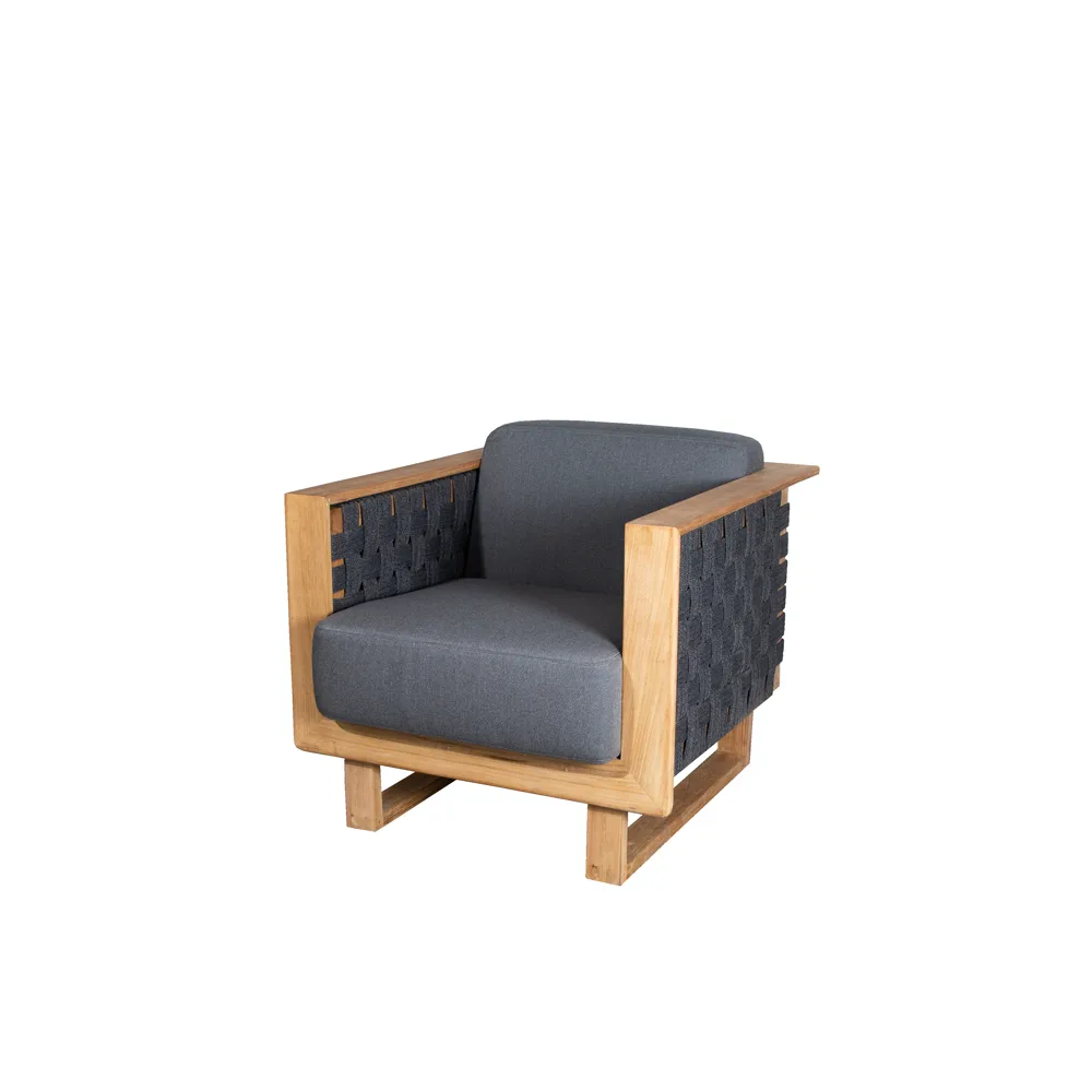 Angle loungefåtölj, Dark grey, teak Cane-line
