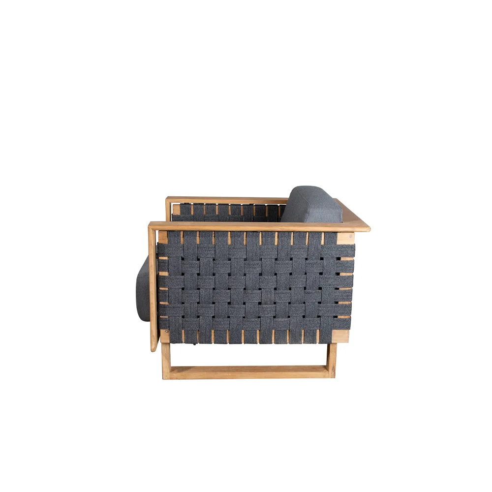 Angle loungefåtölj, Dark grey, teak Cane-line