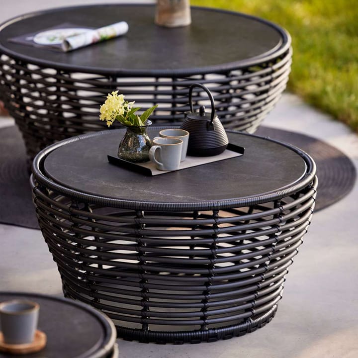 Basket soffbord, Travertine, stor, naturflätat underrede Cane-line