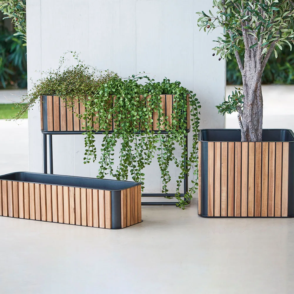 Combine planteringsbox, Teak, lava grey Cane-line
