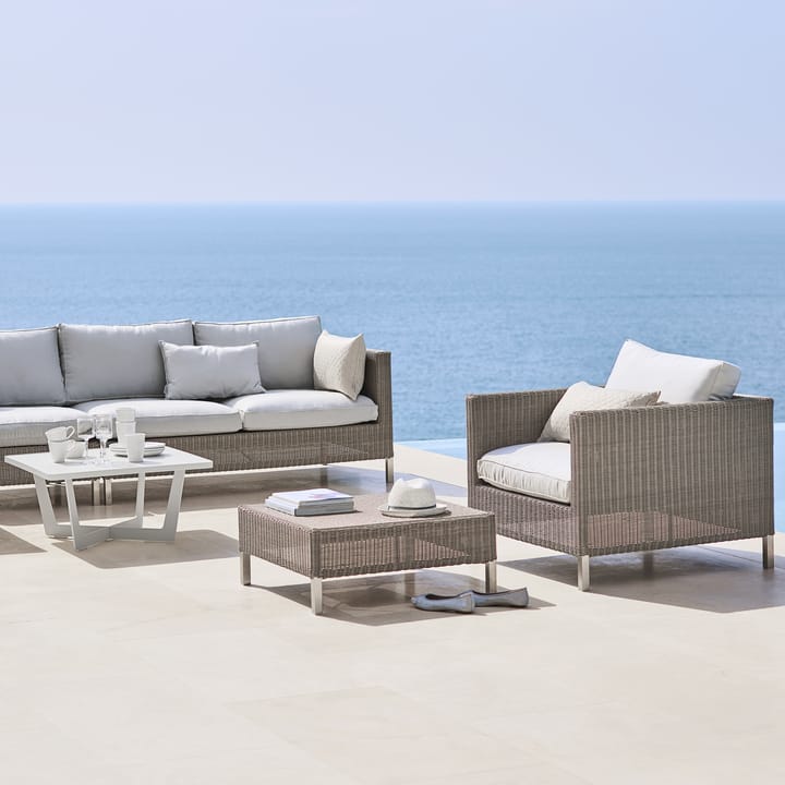 Connect modulsoffa, 2-sits taupe, höger, vita dynor Cane-line