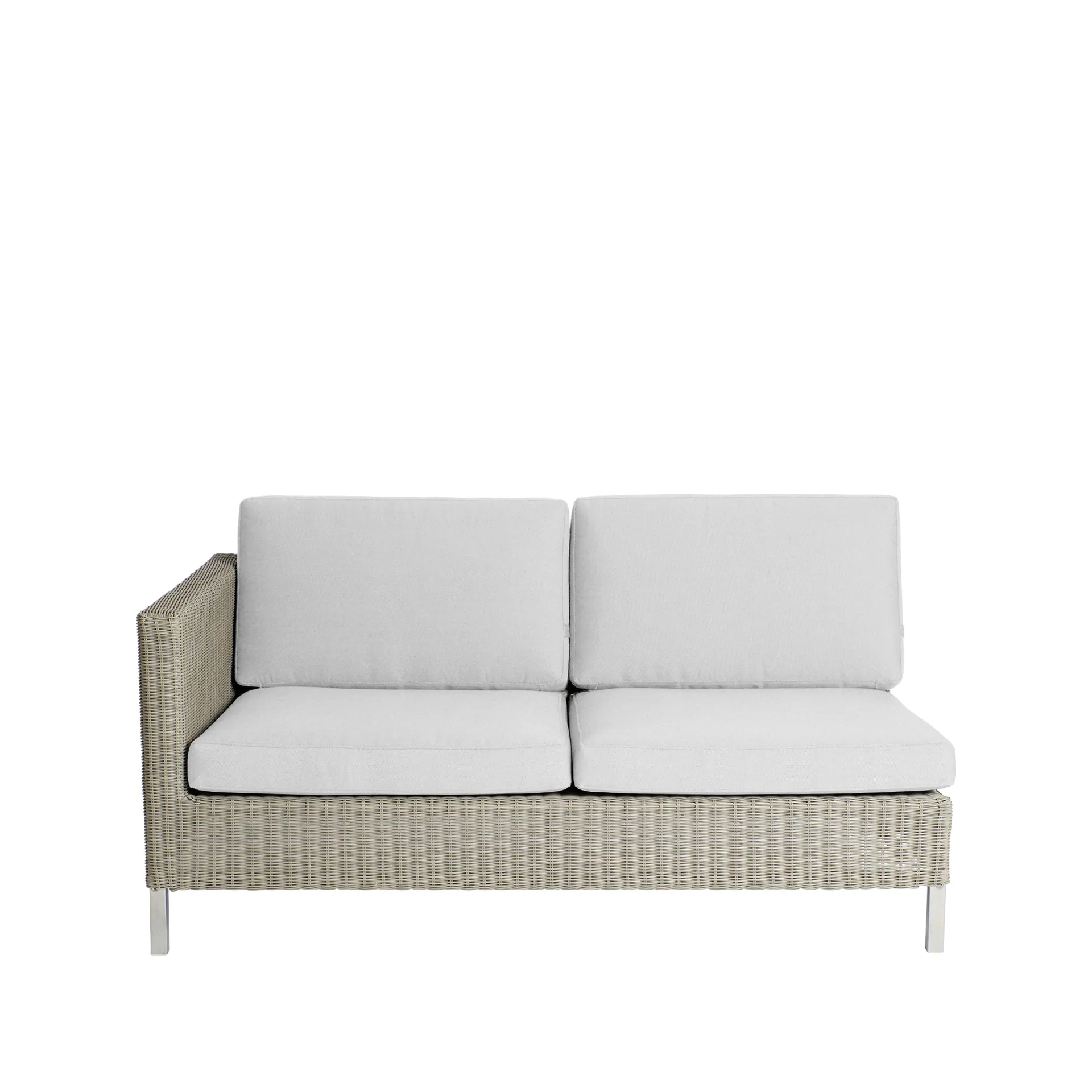 Connect modulsoffa, 2-sits taupe, höger, vita dynor Cane-line