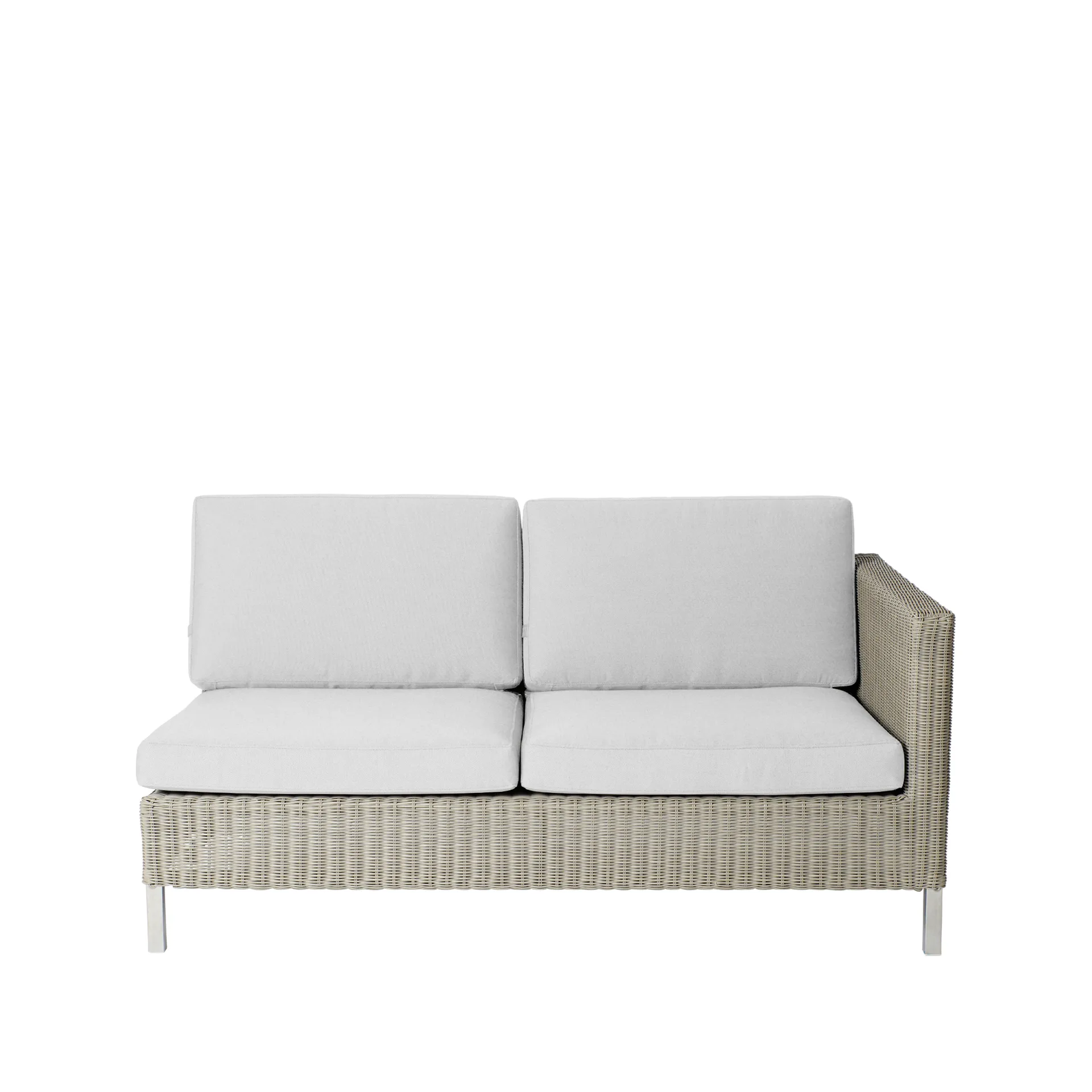 Connect modulsoffa, 2-sits taupe, vänster, vita dynor Cane-line