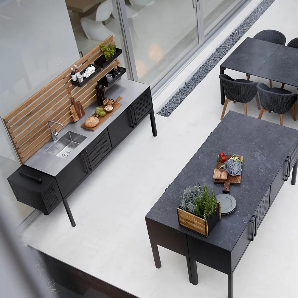 Drop utekök, Lava grey, inkl. diskho och kran Cane-line