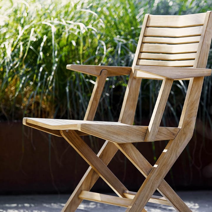 Flip fällstol, Teak, med armstöd Cane-line