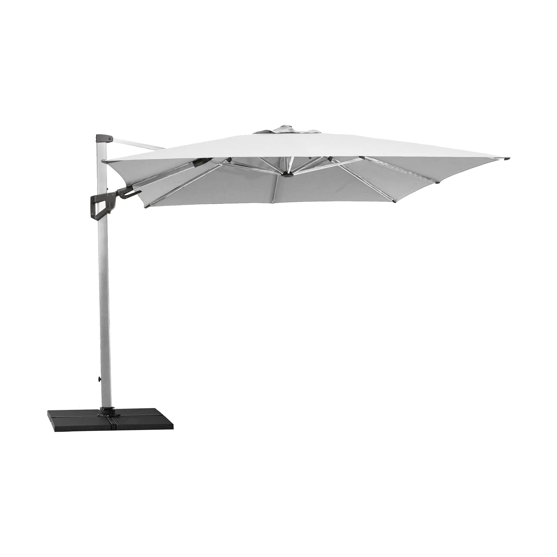 Hyde Luxe Tilt parasoll 300x300 cm, Dusty white-silveranodiserat stativ Cane-line