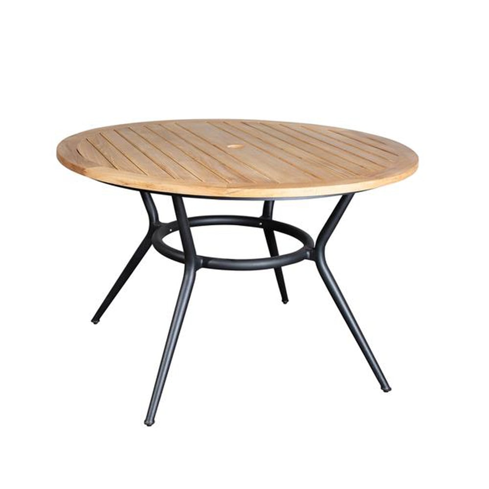 Cane-line Joy matbord runt Teak-lava grey o120 cm | Skandinavisk Design | Trädgårdsbord | Brun