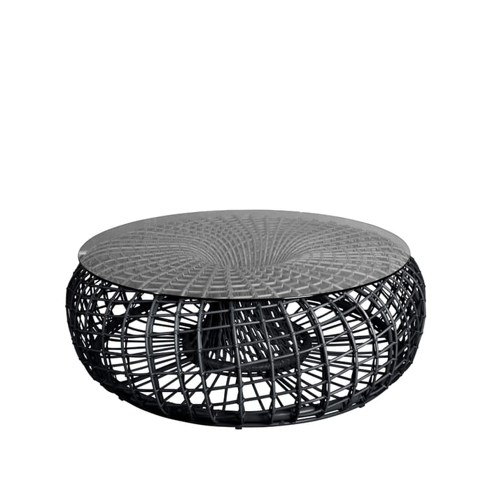 Nest bord/fotpall - Lava grey, stor, inkl. skiva i glas - Cane-line