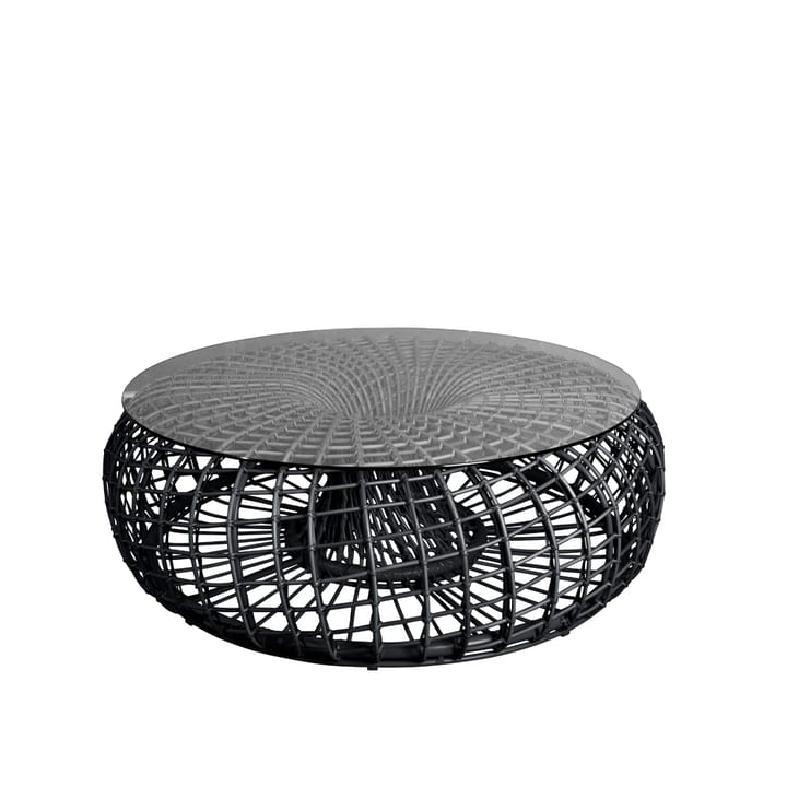 Nest bord/fotpall  - Lava grey, stor, inkl. skiva i glas - Cane-line