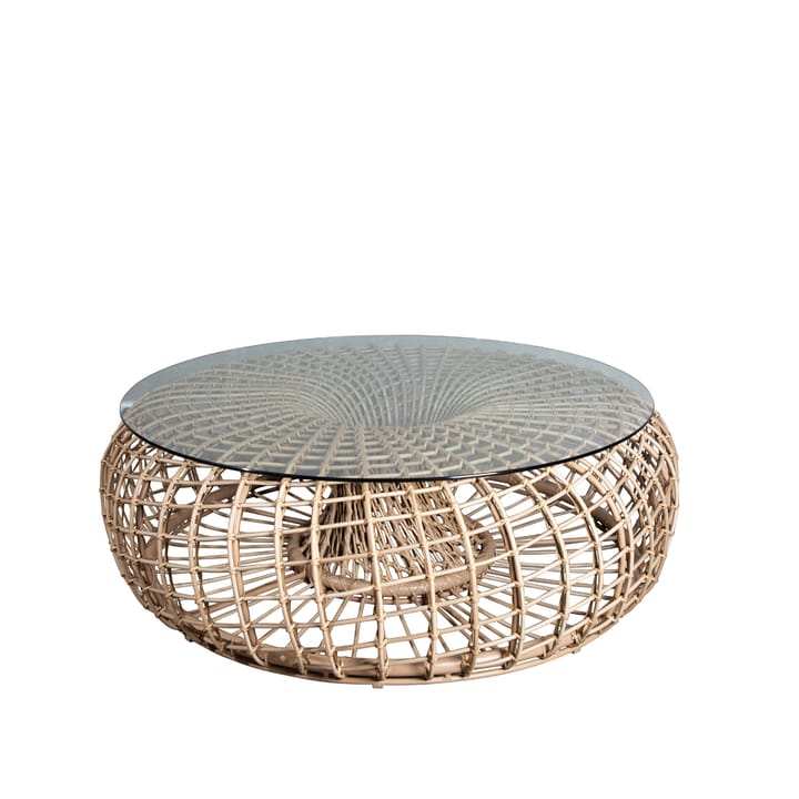 Nest bord/fotpall - Natural, stor, inkl. skiva i glas - Cane-line