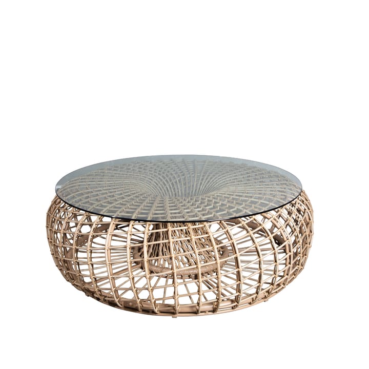 Nest bord/fotpall  - Natural, stor, inkl. skiva i glas - Cane-line