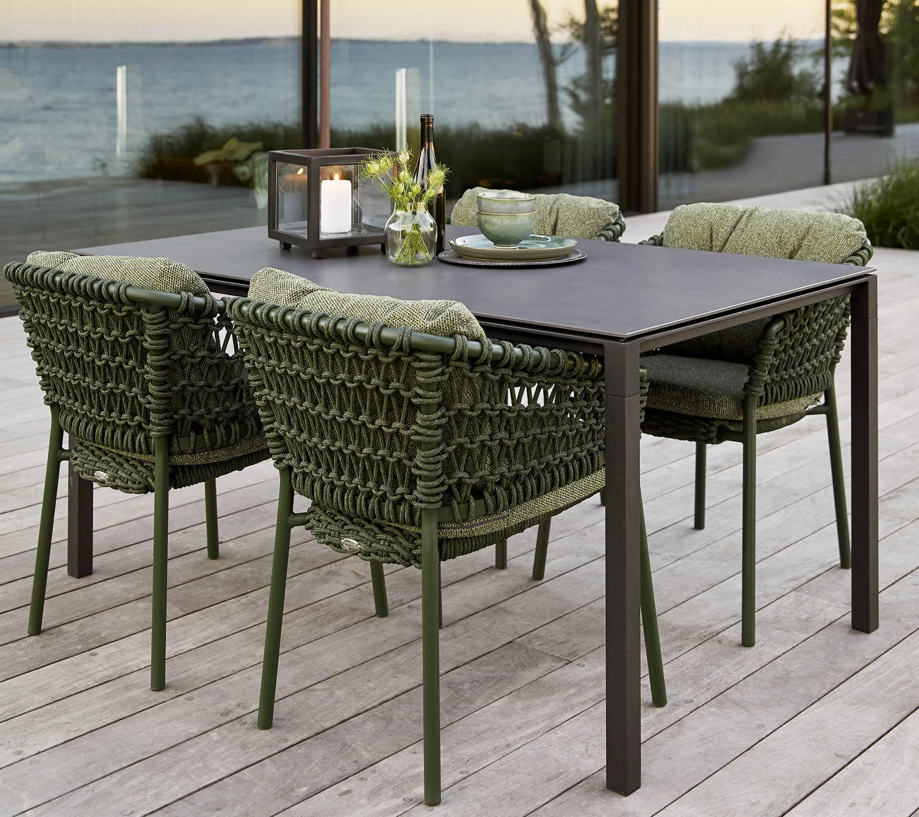 Ocean/Basket/Moments dynset stol, Wove dark green Cane-line