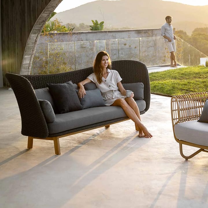 Peacock soffa 2-sits soft rope, Dark grey, teak Cane-line