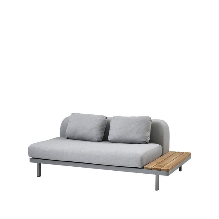 Space modulsoffa 2-sits light grey, Höger sidoskiva teak-grå aluminiumstativ Cane-line