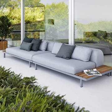 Space modulsoffa 2-sits light grey - Höger sidoskiva teak-grå aluminiumstativ - Cane-line