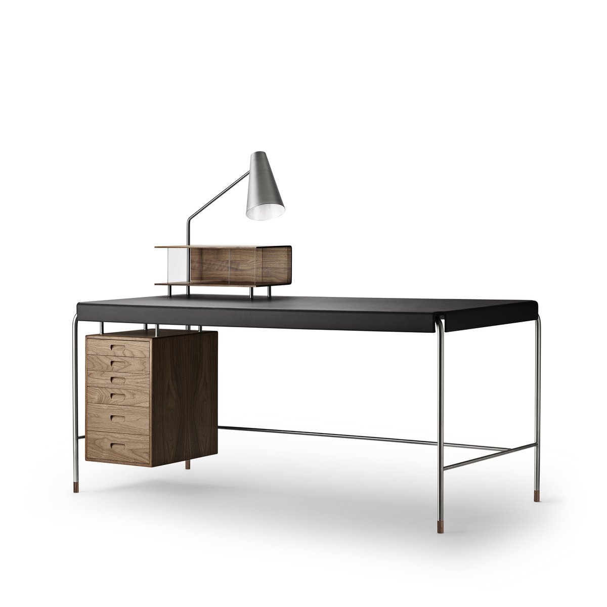 Carl Hansen & Son AJ52 Society Table skrivbord Lackad valnöt inkl. belysning 140 cm