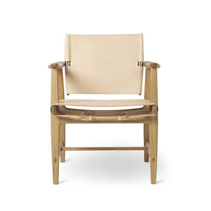 BM1106 Huntsman Chair - läder natur, oljad ekstomme, fästen rostfritt stål - Carl Hansen & Søn