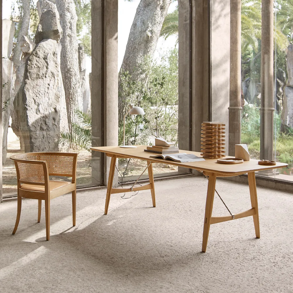 BM1160 Hunting Table matbord, Vitoljad ek-rostfritt stål Carl Hansen & Søn