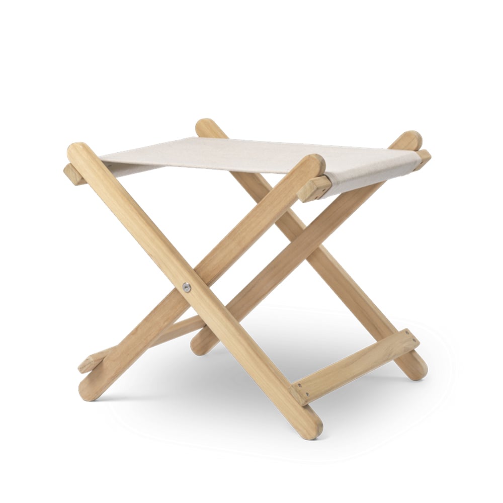 Carl Hansen & Son BM5768 fotpall tyg heritagepapyrus 18006 vit, obehandlat teakstativ