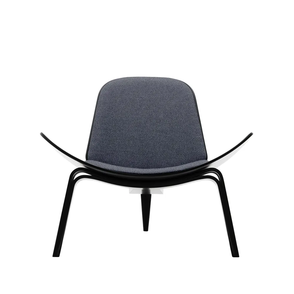 CH07 fåtölj, Fiord 171 tyg-svartlackad bok Carl Hansen & Søn