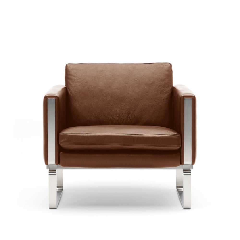 Carl Hansen & Son CH101 fåtölj Sif 92 läder-rostfritt stål