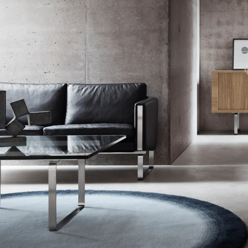 CH102 soffa 2-sits, Loke 7150 läder-rostfritt stål Carl Hansen & Søn