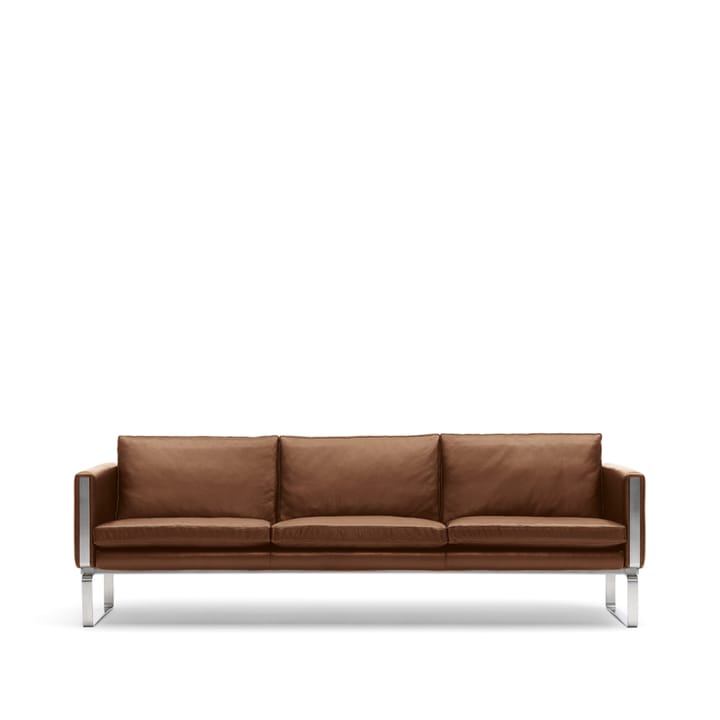 CH103 soffa 3-sits - läder sif 92 brun, rostfritt stålstativ - Carl Hansen & Søn