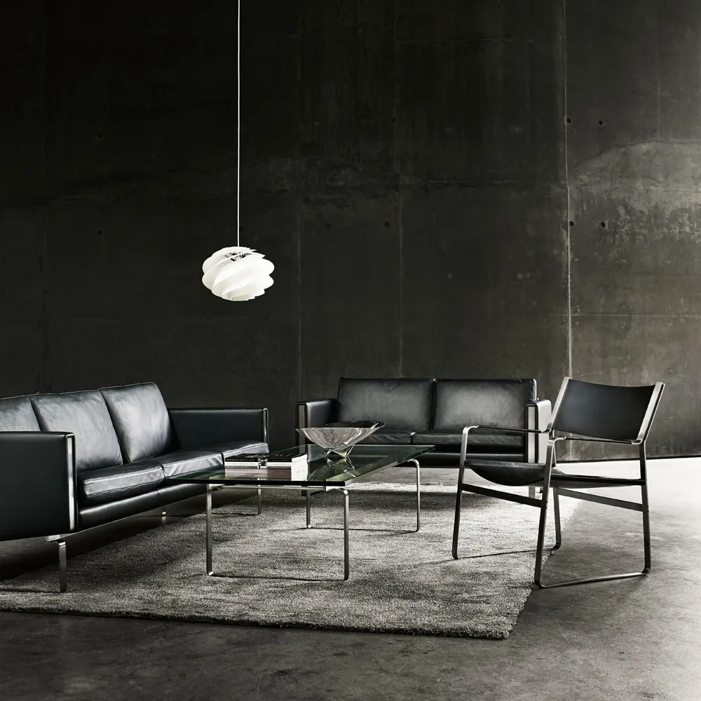 CH108 soffbord, Glas-rostfritt stål Carl Hansen & Søn