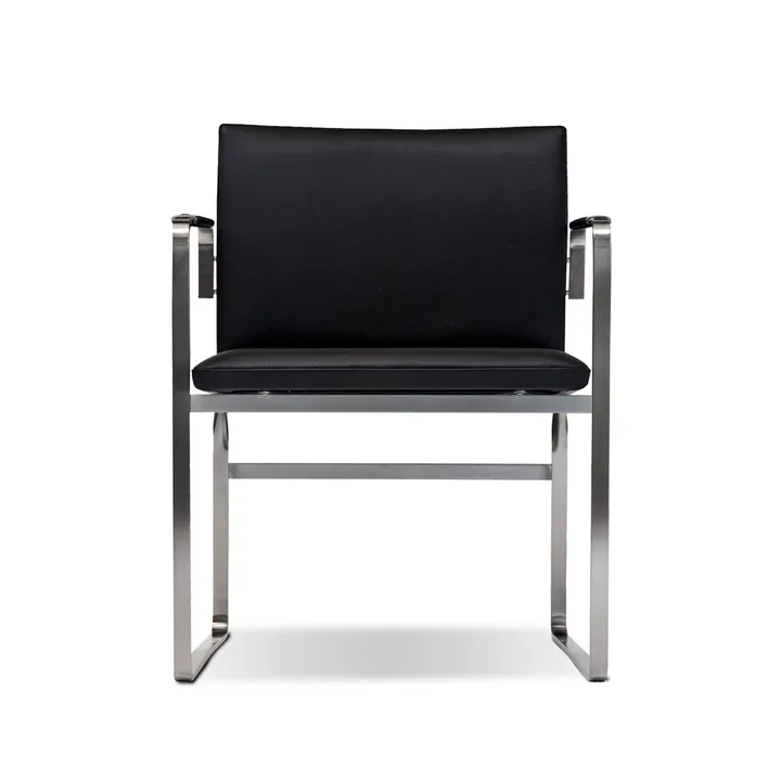 CH111 karmstol - Loke 7150 svart läder-rostfritt stativ - Carl Hansen & Søn