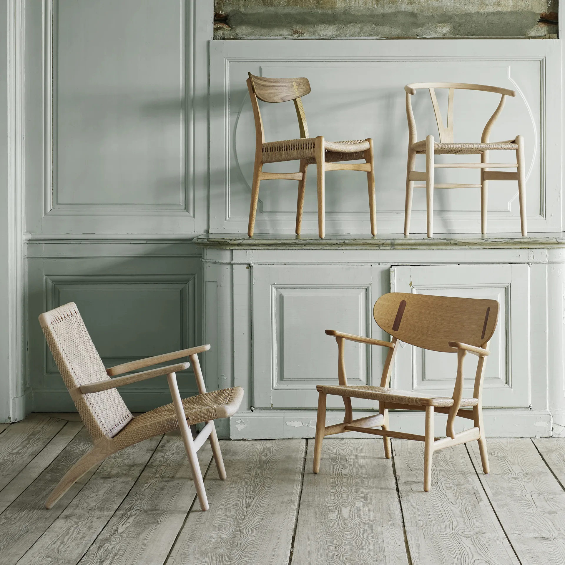 CH23 stol, Oljad valnöt-ek-naturflätad Carl Hansen & Søn