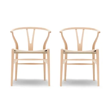 CH24 Y-stol - Såpad bok-naturflätad, 2-pack - Carl Hansen & Søn