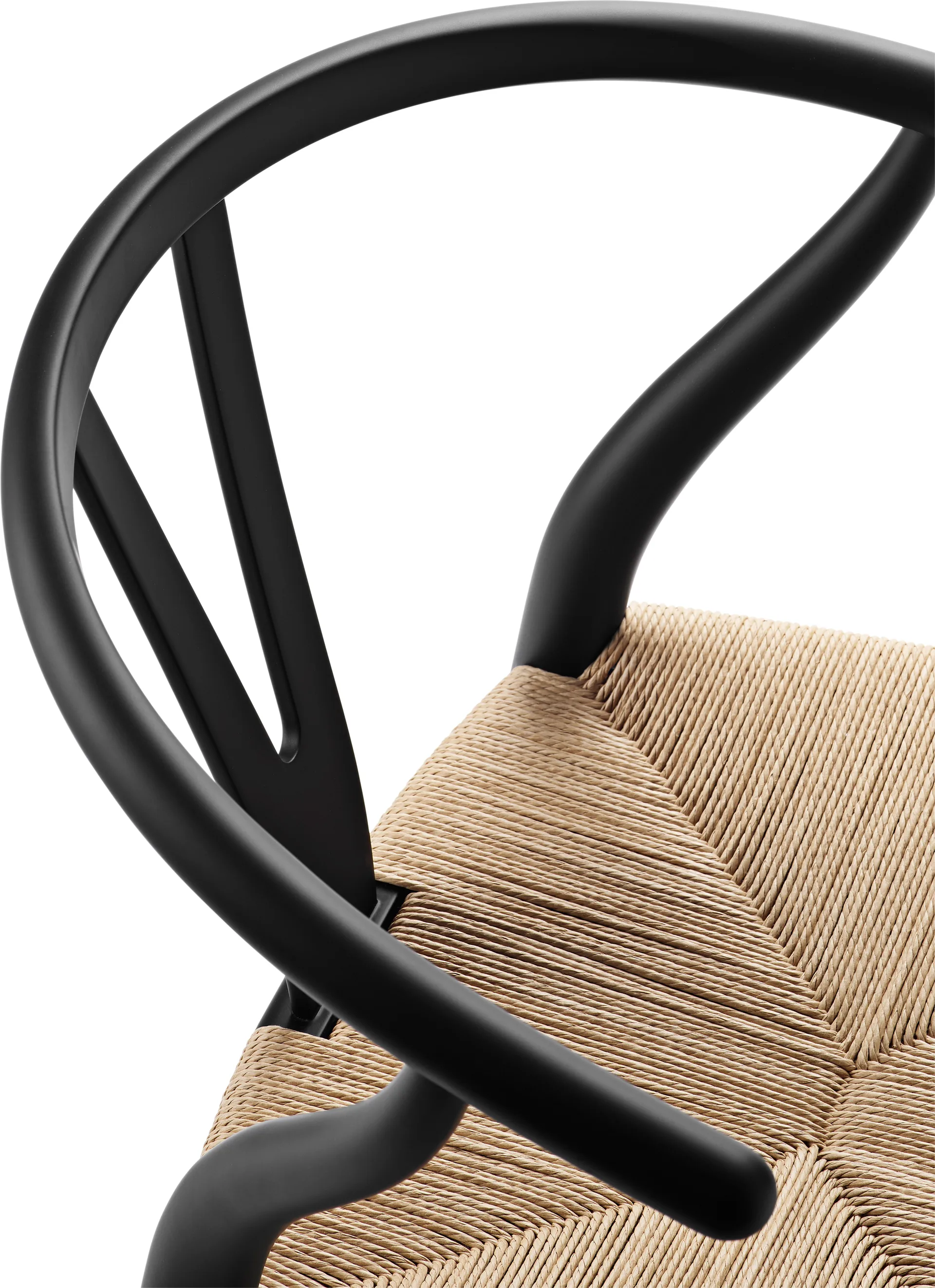 CH24 Y-stol Soft naturflätad sits, Black, 6-pack Carl Hansen & Søn
