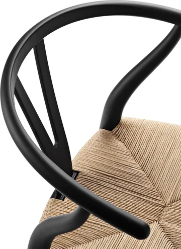 CH24 Y-stol Soft naturflätad sits, Black, 6-pack - Carl Hansen & Søn