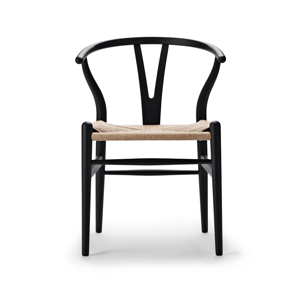 Carl Hansen & Son CH24 Y-stol Soft naturflätad sits Black S9000-N