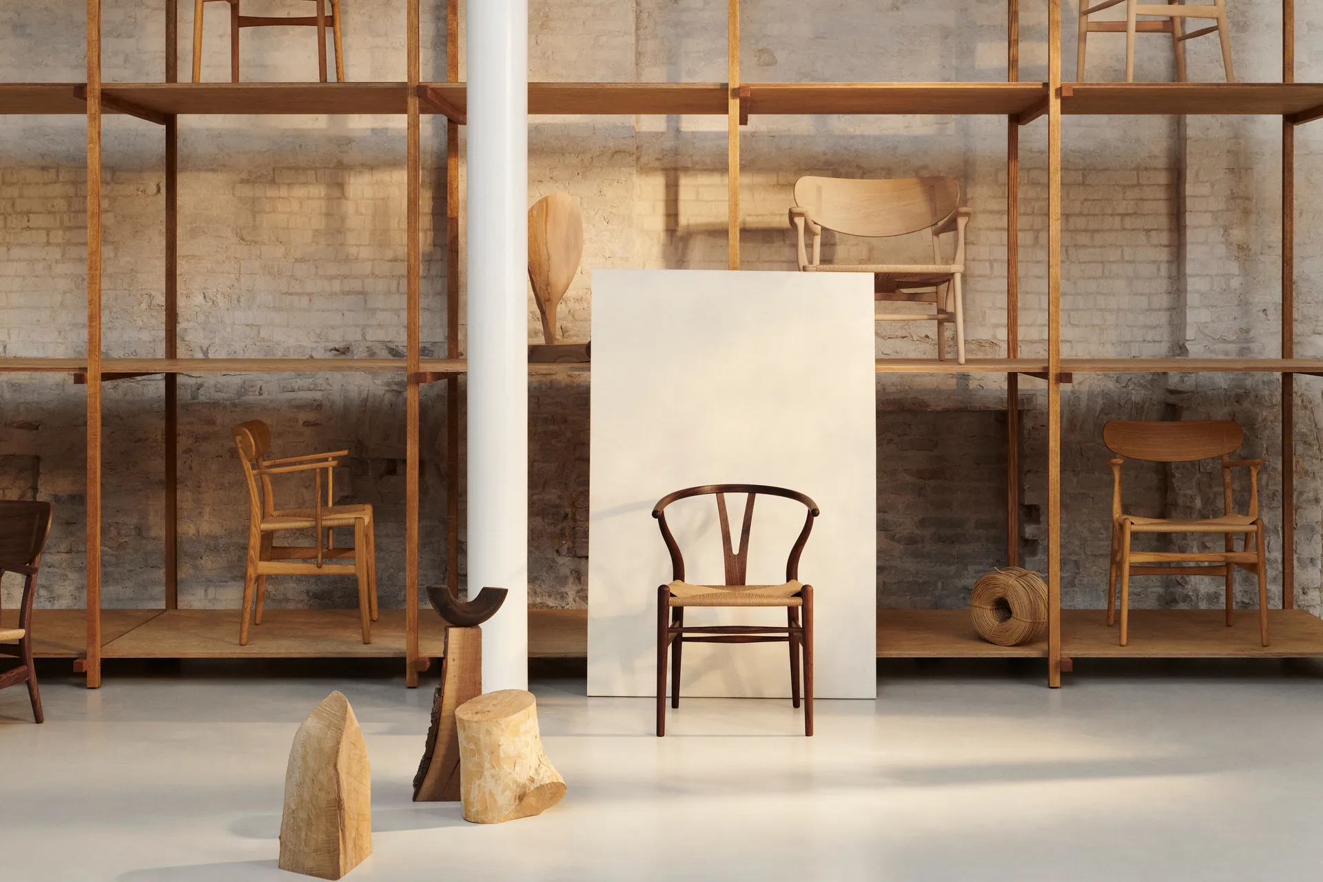 CH24 Y-stol Soft naturflätad sits, Silver Grey S3502-Y Carl Hansen & Søn