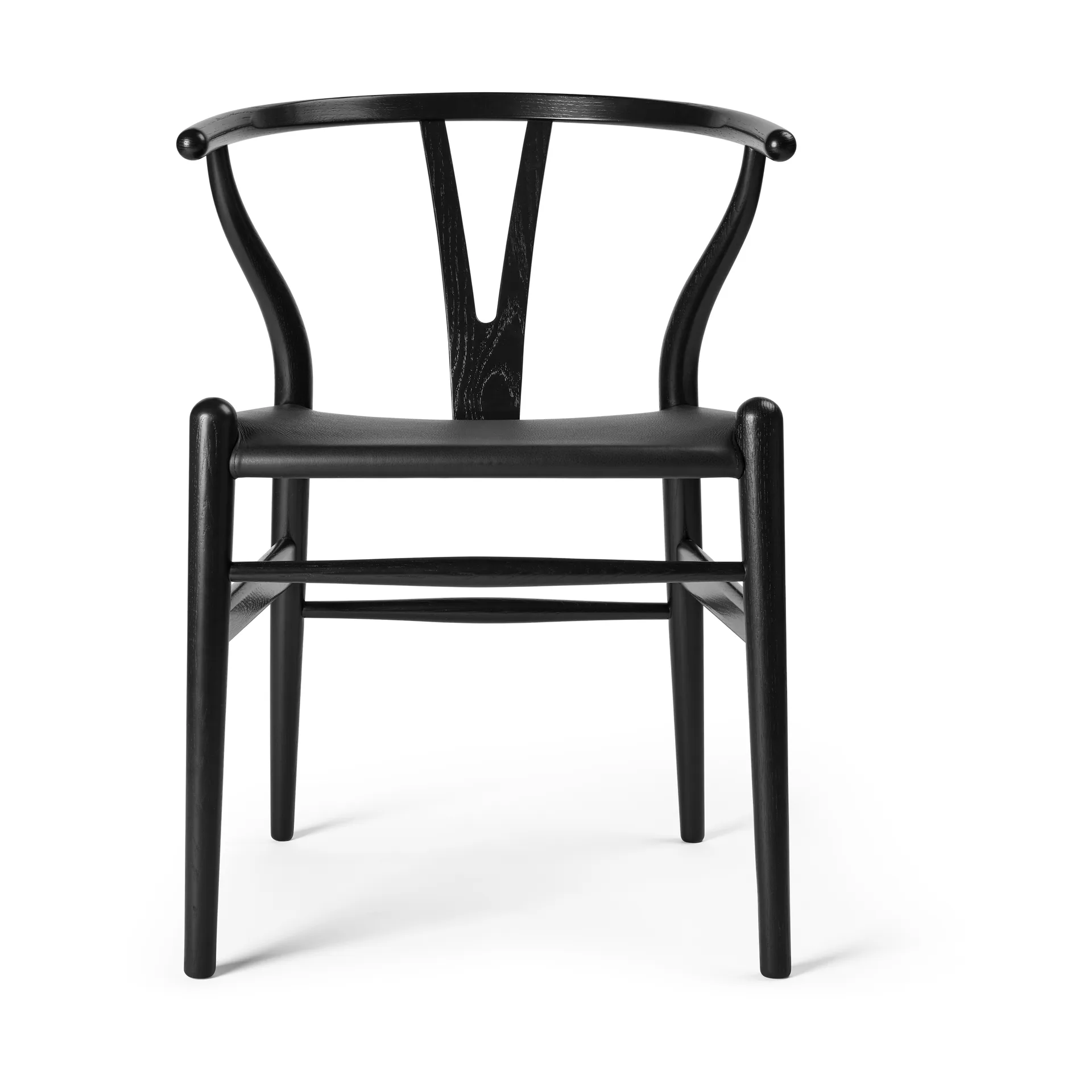 CH24P Y-stol, Läder Thor 301-svartlackerad ek Carl Hansen & Søn