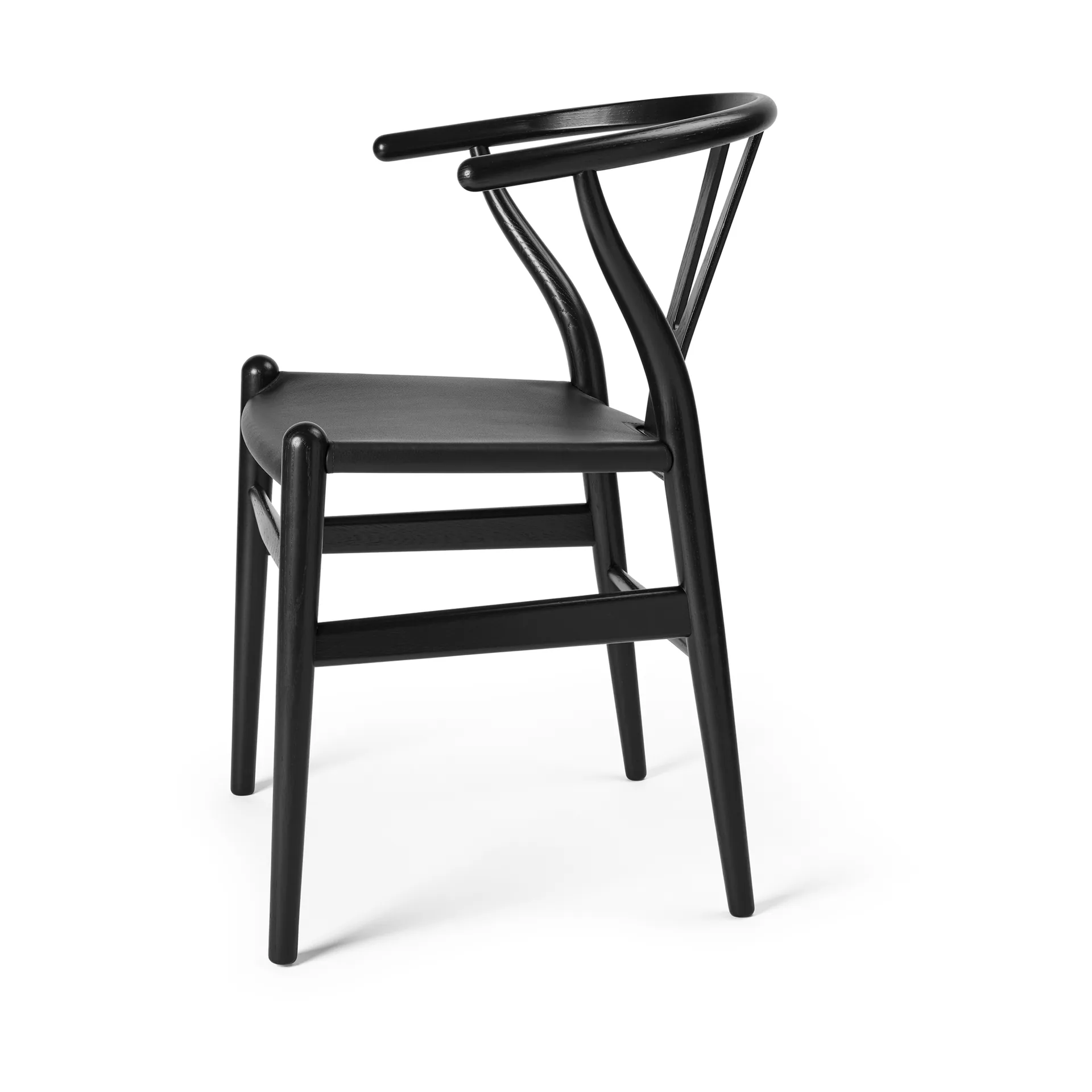 CH24P Y-stol, Läder Thor 301-svartlackerad ek Carl Hansen & Søn