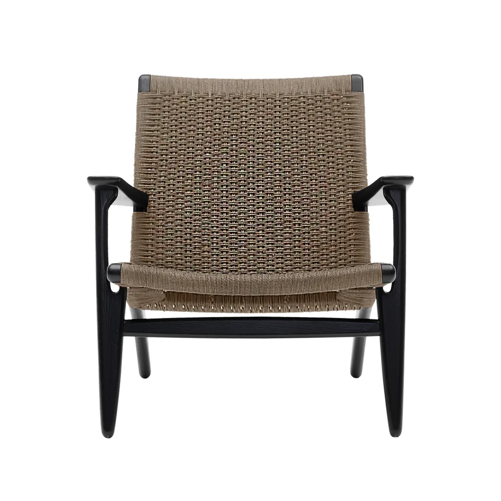 CH25 fåtölj, Svartlackad ek-naturflätad Carl Hansen & Søn