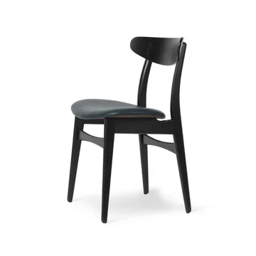 CH30P stol - Svartlackad ek-thor 350 läder - Carl Hansen & Søn