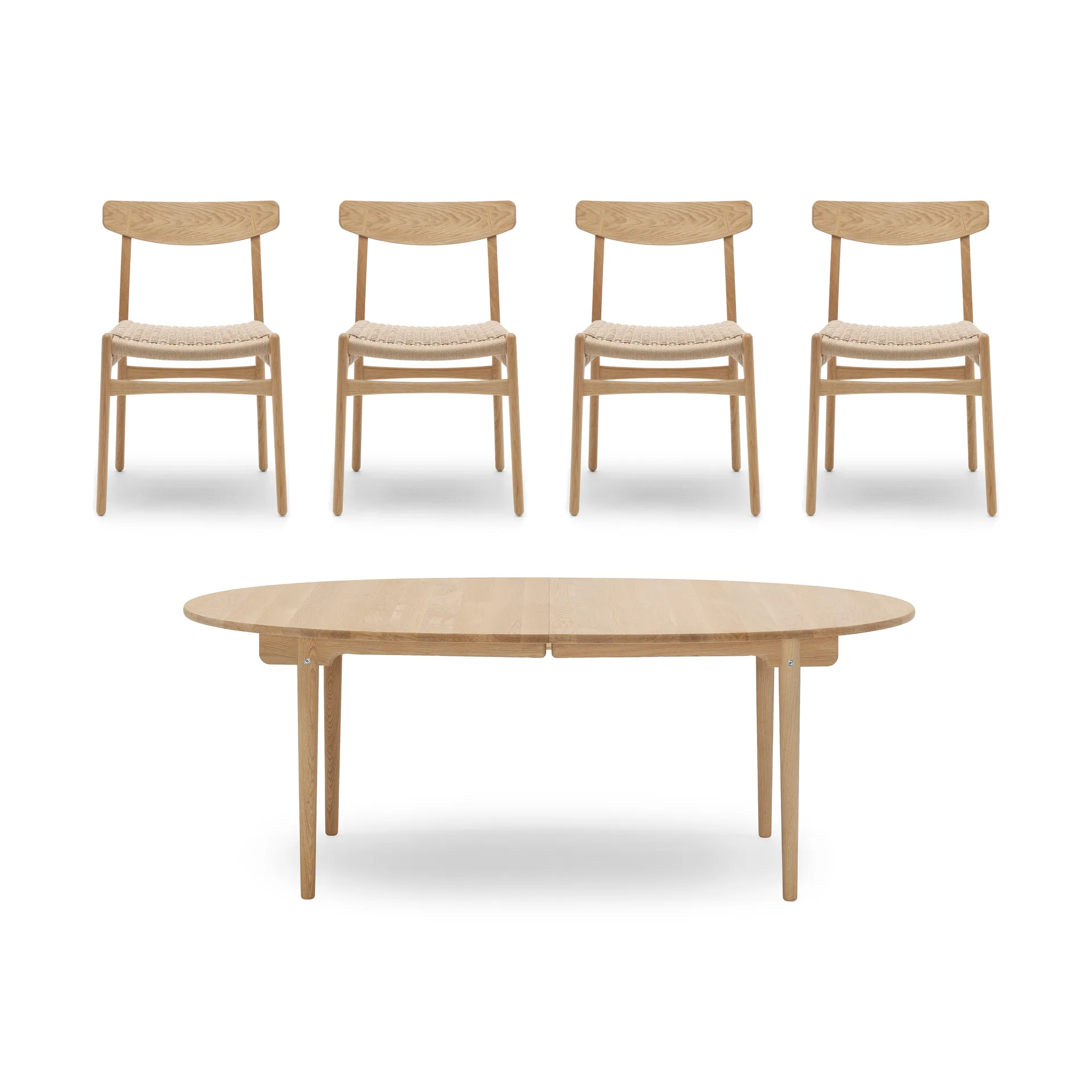 CH338 matbord + CH23 stol 4-pack - Oljad ek-natur,  Carl Hansen & Søn